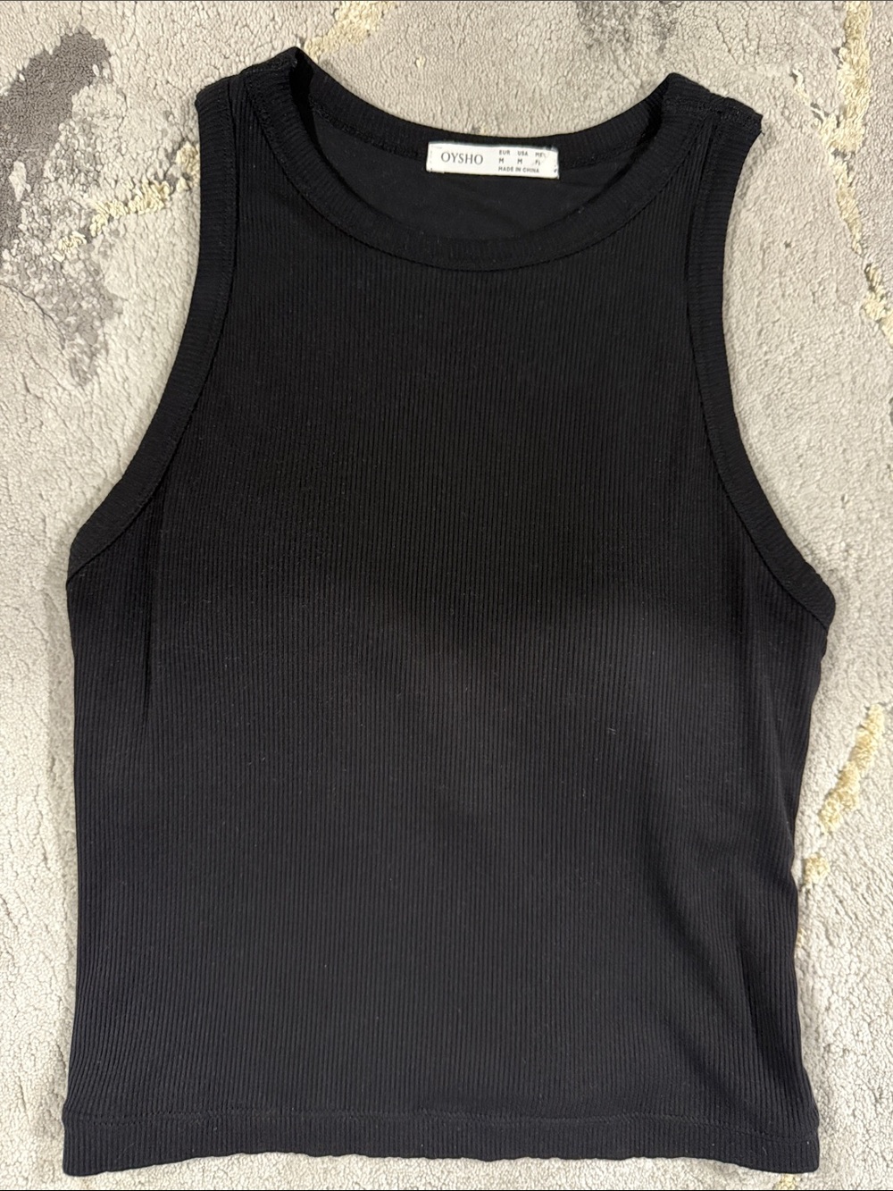 Oysho Black Ribbed Tank Top - Sleeveless Knit